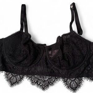 Unused W Tags 36C Vintage Victoria's Secret Black Lace Push-Up No Padding Bra